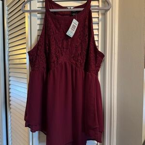 Burgundy Lace Sleeveless Top